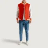 Orange and White Varsity Jacket detailed view