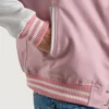 Pink and White Varsity Letterman Jacket close up