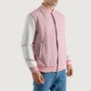 Pink and White Varsity Letterman Jacket side view