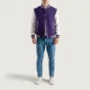 Purple and White Varsity Jacket detailed design