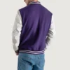 Purple and White Varsity Letterman Jacket back view