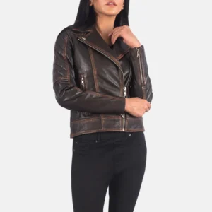 Quilted Vintage Brown Biker Jacket with Rugged Motorcycle Styling