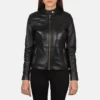 Rave Black Leather Biker Jacket for Women