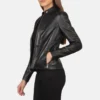 Women's Rave Black Leather Motorcycle Jacket