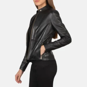 Women's Rave Black Leather Motorcycle Jacket