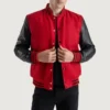 Red and Black Varsity Letterman Jacket front view