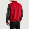 Red and Black Varsity Letterman Jacket back view