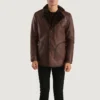 Rugged Men's Brown Fur Leather Outerwear