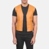 Men's Tan Brown Leather Vest for Casual Layering