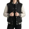 Women's Black and White Varsity Letterman Jacket