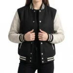 Womens Black and White Varsity Jacket