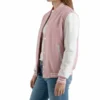 Pink White Varsity Jacket Front View for Women