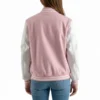 Women's Pink Wool and White Leather Varsity Outerwear