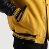 Yellow and Black Varsity Letterman Jacket back view
