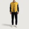 Yellow and Black Varsity Jacket detailed design
