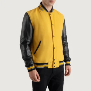 Yellow and Black Letterman Jacket side view
