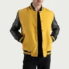 Yellow and Black Varsity Letterman Jacket front view