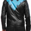Batman Arkham Knight Nightwing Black Leather Jacket Back View