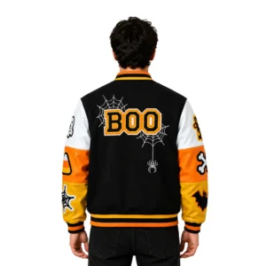 Halloween 2026 Varsity Jacket Featuring a Spooky Boo Theme