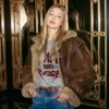 Gigi Hadid Brown Aviator Jacket