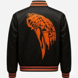 Halloween 78 Bomber Satin Jacket featuring a smooth satin finish, classic bomber silhouette, and retro-inspired Halloween design.