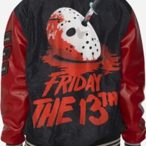 Halloween Friday The 13th Varsity Jacket featuring a spooky horror-inspired design, classic varsity silhouette, and distinctive Halloween detailing.