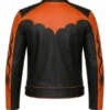 Halloween Pumpkin Leather Racing Jacket detailed design