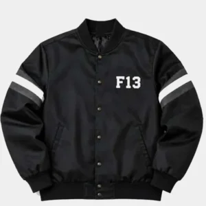 F13 Jason Voorhees Black Bomber Jacket front view