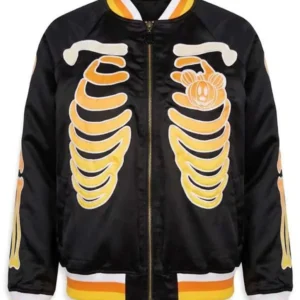 Mickey Mouse Skeleton Varsity Jacket front view