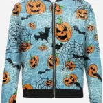 Pumpkins Halloween Blue Bomber Jacket