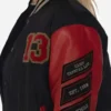 Halloween Friday The 13th Varsity Jacket showcasing bold seasonal details, polished varsity styling, and iconic slasher-inspired fashion appeal.