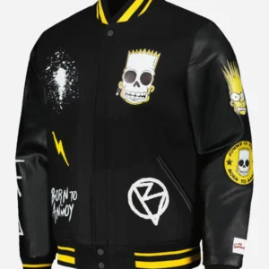 Simpsons Varsity Black Jacket Front View