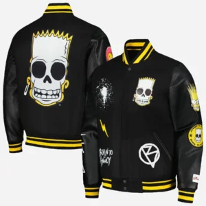 Simpsons Varsity Black Jacket Close-Up Detail