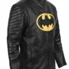 Black The Flash Batman leather jacket detailed view