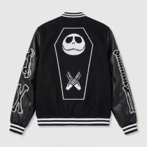 Black Pumpkin King Letterman Jacket for Spooky Season Style