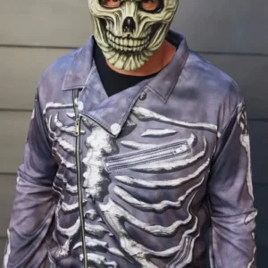 Cool Skeleton Leather Jacket front view