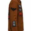 Halloween Patches Vintage Suede Leather Jacket side view