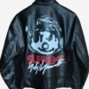 Halloween Horror Face Black Leather Jacket back view
