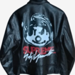 Halloween Horror Face Black Leather Jacket – Gothic Style