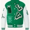 Green Varsity Jacket front view with classic collegiate style