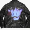 Halloween Supreme Painted Perfecto Black Leather Jacket back view