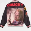 Halloween Reason x Chucky Black Varsity Jacket front view