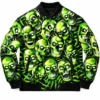 Halloween Skull Pile Leather Bomber Jacket front view