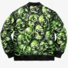 Halloween Skull Pile Leather Bomber Jacket back view