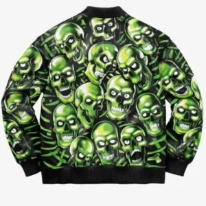 Halloween Skull Pile Leather Bomber Jacket back view