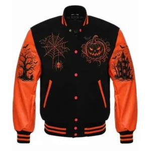Haunted and Hype Spookster Wool Varsity Jacket front view